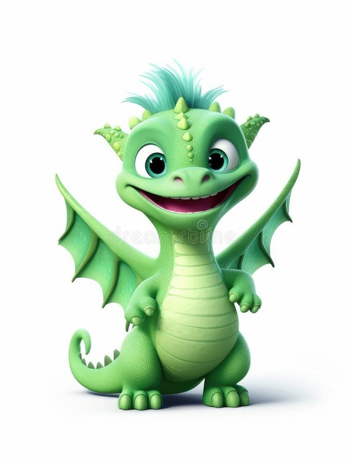 Funny cute green dragon royalty free illustration