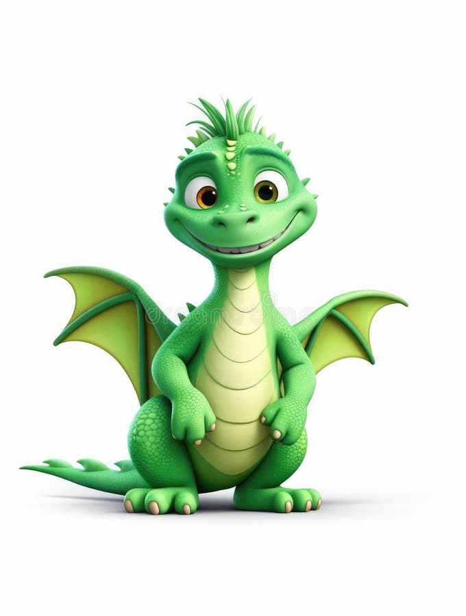 Funny cute green dragon royalty free illustration