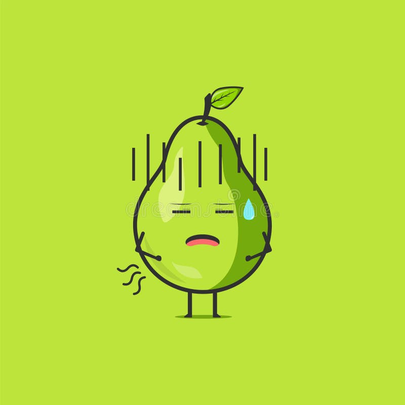 Funny Cute Pear Character. Vector Flat Pear Cartoon Character Feeling Sick.  Isolated on Green Background Stock Vector - Illustration of isolated,  mascot: 187989294