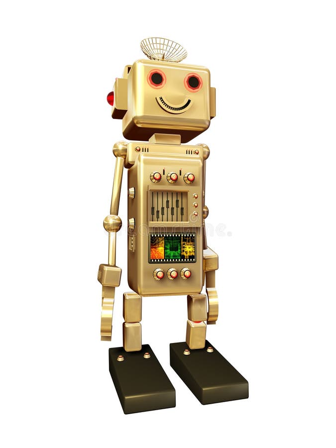 Funny cute robot toy vector illustration