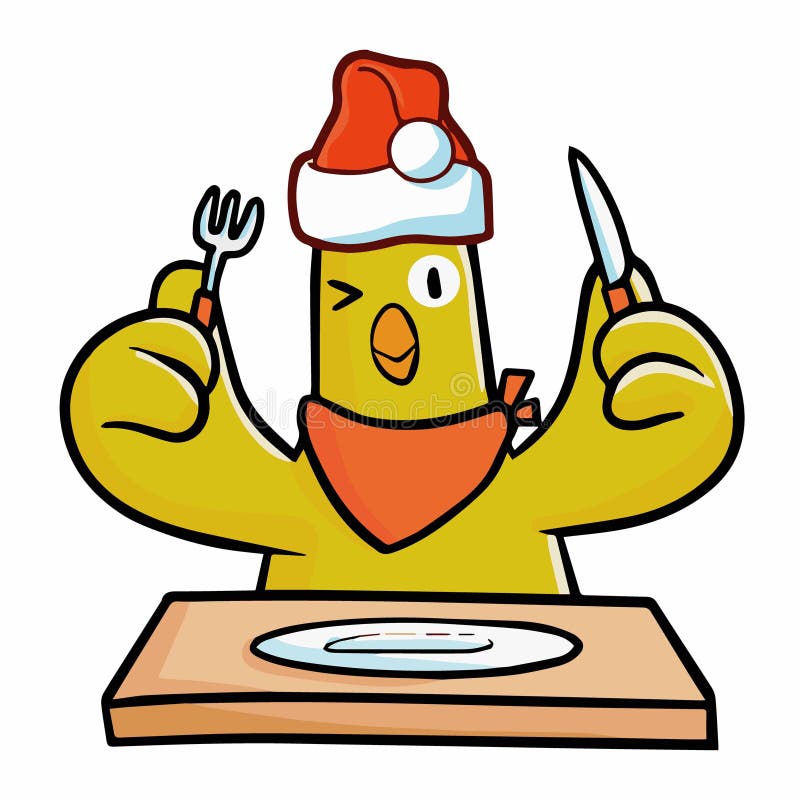 Download Funny And Cute Yellow Chicken Wearing Santa`s Hat For ...