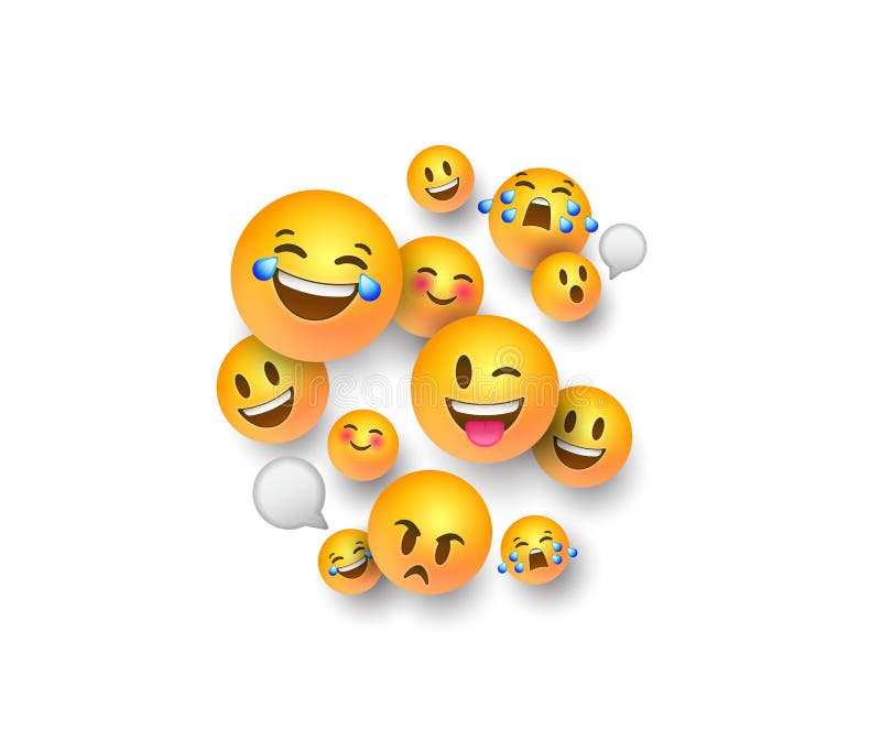 Funny 3d Emoji Face Icons on White Background Stock Vector - Illustration  of circle, expression: 159875187