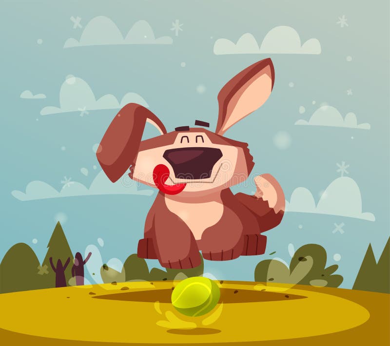 Funny dog. Cartoon vector illustration. Cute puppy is playing stock illustration Funny dog. Cartoon vector illustration. Cute puppy is playing stock illustration