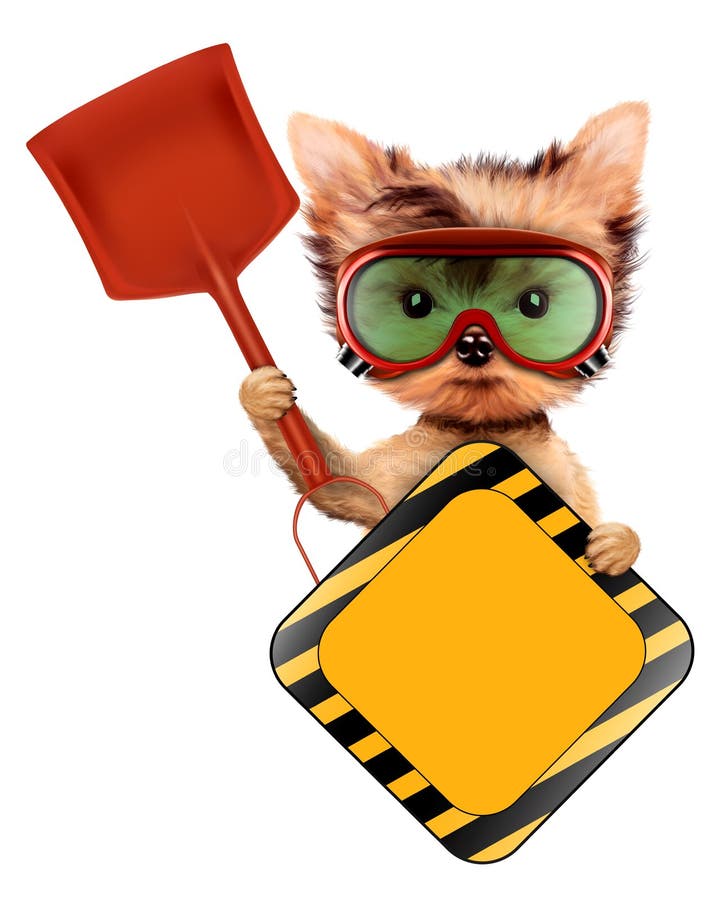 Funny Dog With Construction Tools Isolated On White Stock Illustration