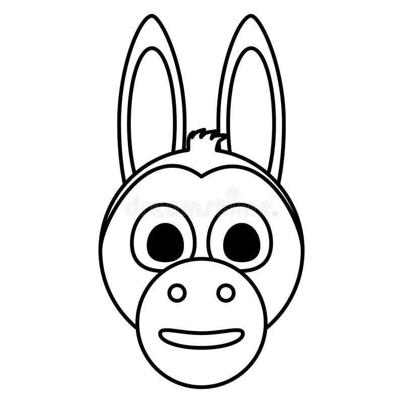 Funny Donkey Face Isolated Icon Stock Vector - Illustration of animal