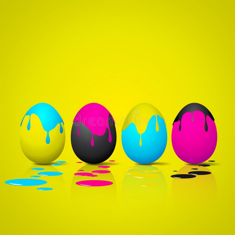 Funny Easter eggs - Cyan, magenta, yellow, black color - CMYK co