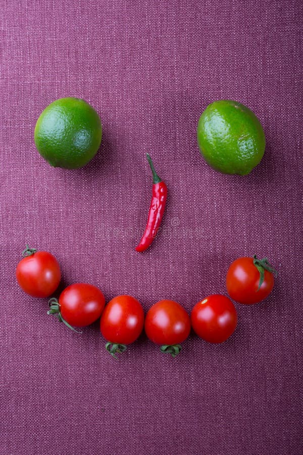 Funny Face Made from Different Groceries Stock Photo - Image of lime ...