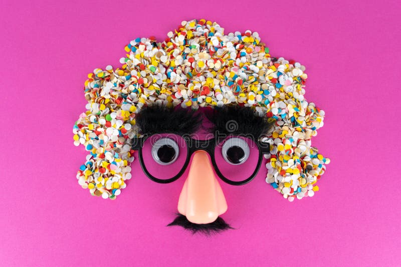Funny Face Mask with Big Eyes and Confetti Hair Stock Photo Image of