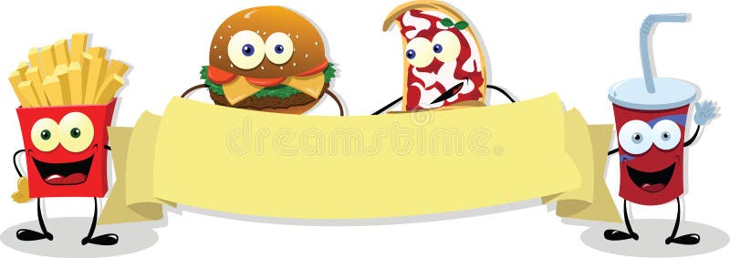 Funny Fast Food Cartoon Vector Illustration. Stock Vector - Illustration of  menu, meal: 74967839