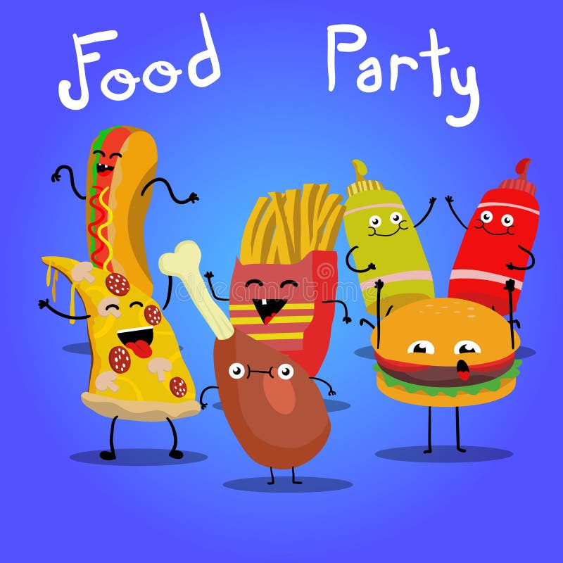 Funny Fast Food Comic Characters. Cartoon Illustration Design Stock  Illustration - Illustration of meal, smile: 145564938