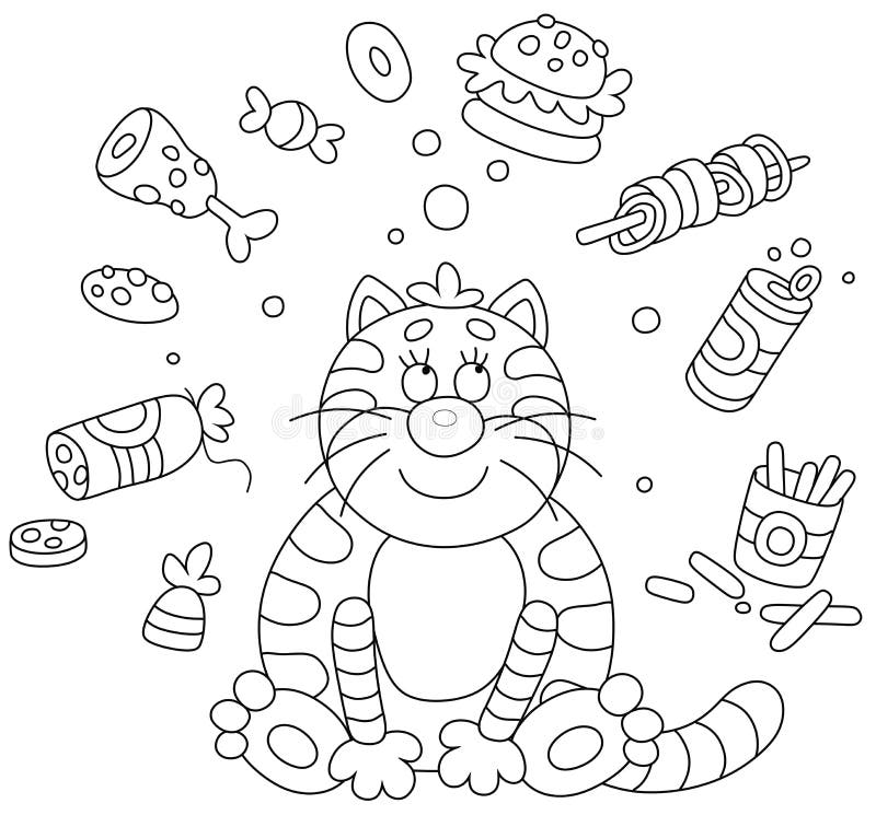 Premium Vector  Cartoon fat cat game for small children draw a line vector  coloring book pages for kids