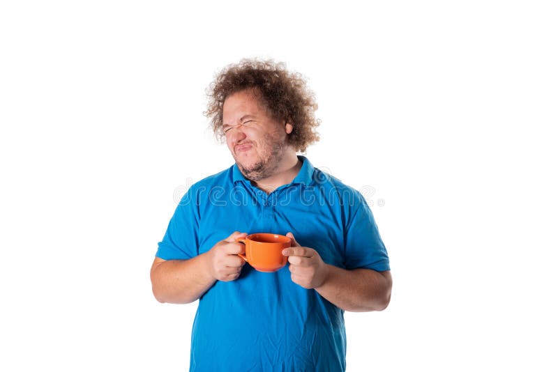 Funny Fat Man with Mug. Good Morning Stock Photo Image of attractive
