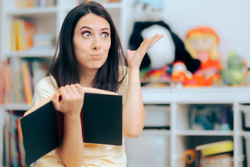 Woman Being Mind Blown by an Inspiring Book royalty free stock image