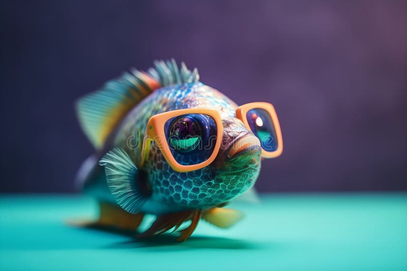 Funny Fish Wearing Sunglasses in Studio with a Colorful and Bright  Background. Generative AI Stock Illustration - Illustration of cool,  generative: 277727634
