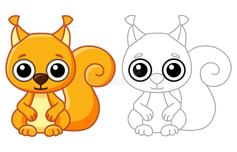 Forest Animal for Children Coloring Book. Funny Squirrel in a Cartoon  Style. Trace the Dots and Color the Picture Stock Vector - Illustration of  cartoon, handwriting: 227053932