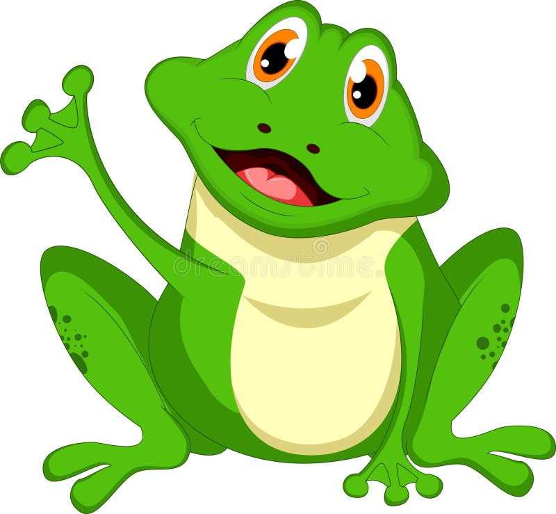 Green Cartoon Frog Waving stock illustration. Illustration of computer ...
