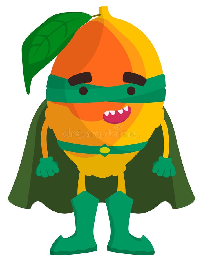 Fruit Superhero, Cartoon Pear Super Hero Guardian Stock Vector