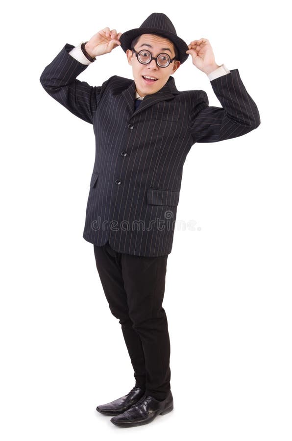 Funny Gentleman in Striped Suit Isolated on the Stock Image Image of