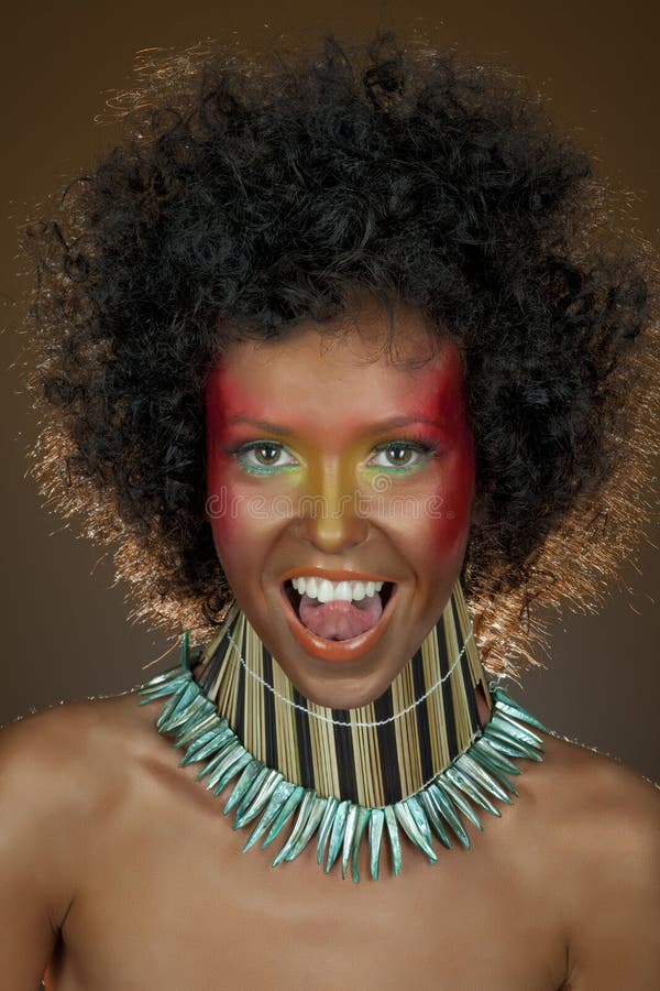 Funny girl with afro hair stock image. Image of curly - 17060221