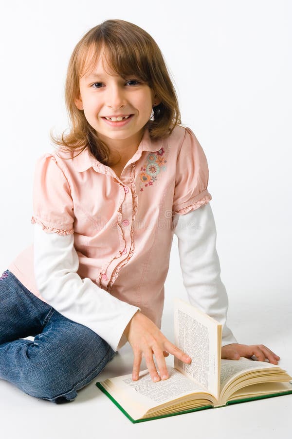 Funny girl with a book stock image. Image of female, child 14687947