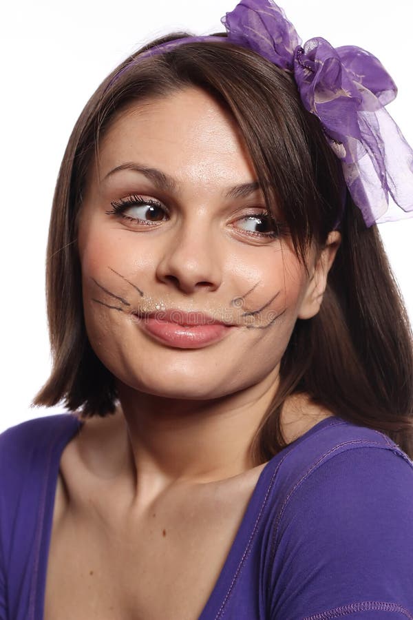 Funny Girl With Cat Whiskers  Stock Photo Image of woman  