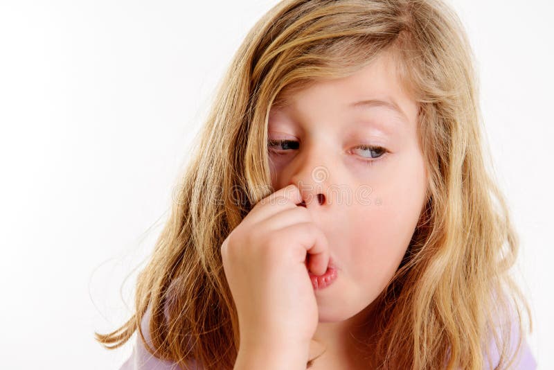 Funny girl picking in nose stock photo. Image of female 98660660