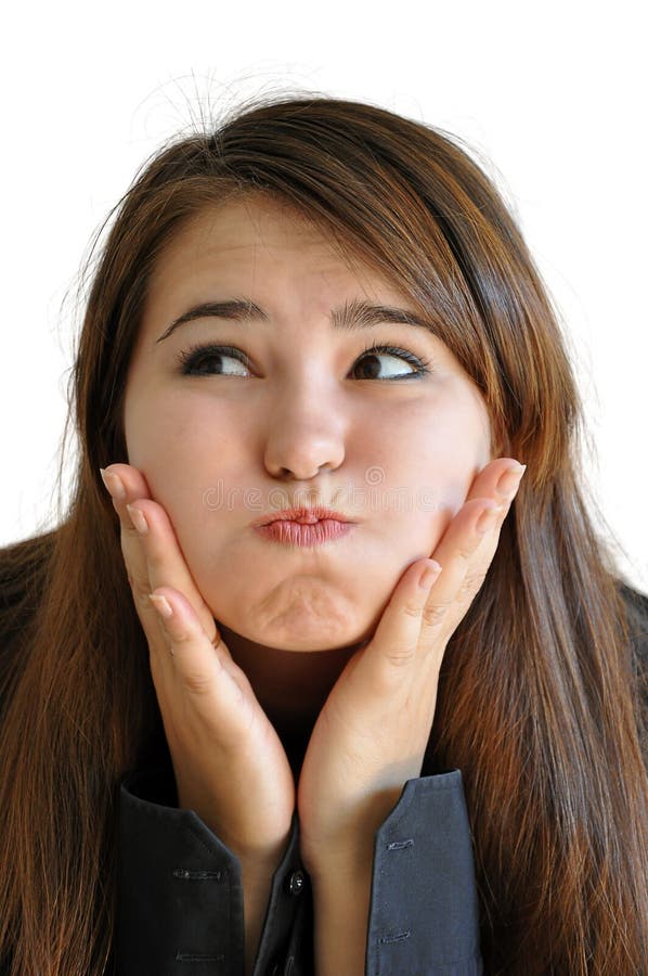 Funny Girl Won the Air in Mouth Stock Image Image of studio, nose 25533595