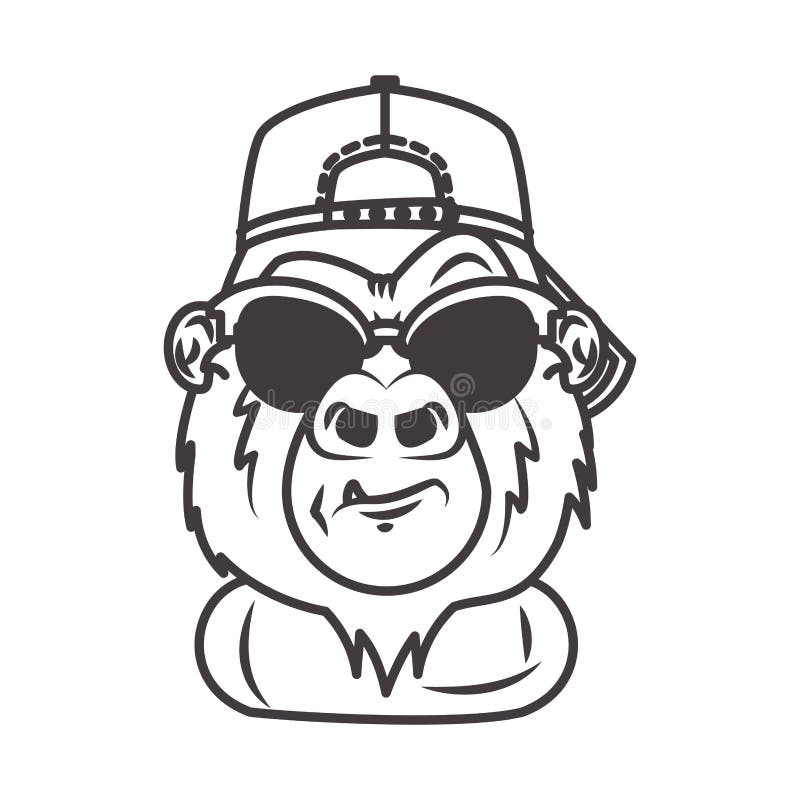 Funny Gorilla with Sunglasses Cool Style Stock Vector - Illustration of ...