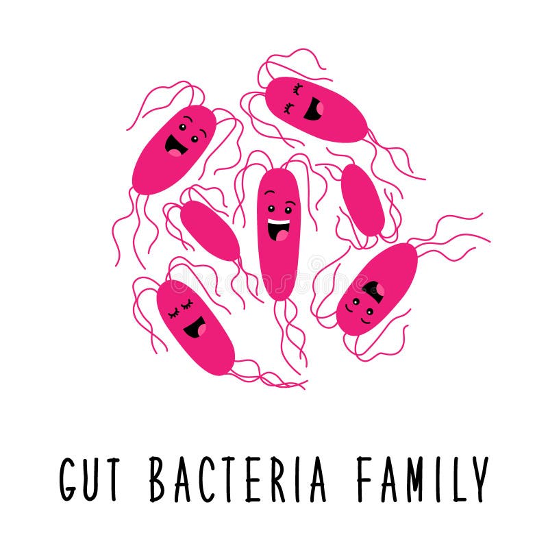 Funny Gut Bacteria Family Cartoon Characters Isolated on White, Gut and  Intestinal Flora, Set in Flat Style Stock Vector - Illustration of  creature, good: 141193180