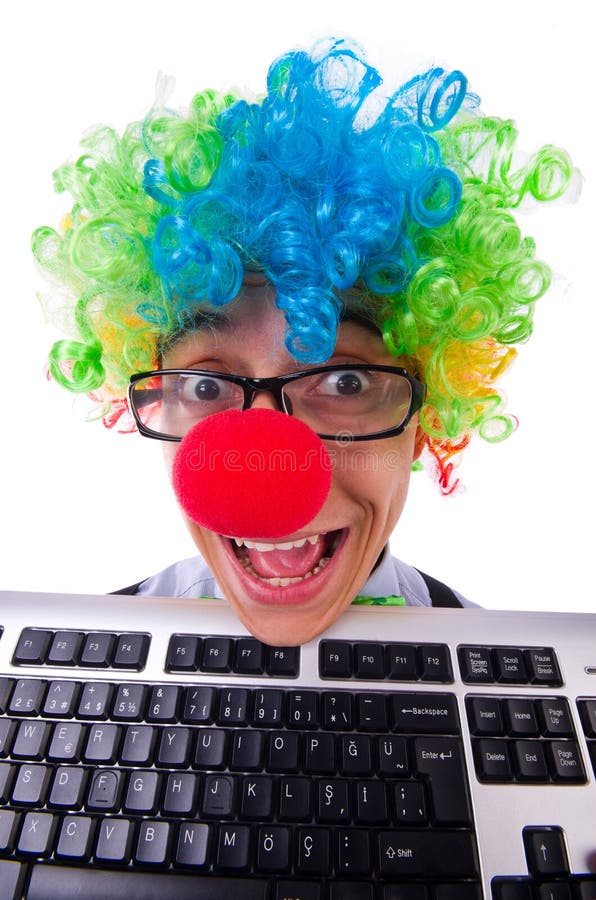 Funny guy with clown wig stock image. Image of handsome 33225025
