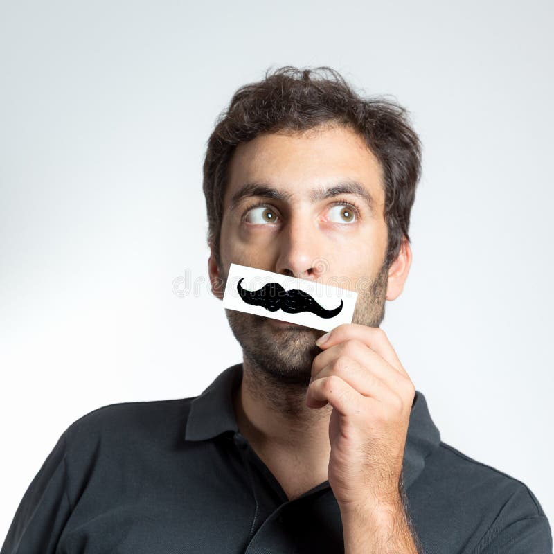 Funny Guy with Fake Moustache Stock Image - Image of people, caucasian ...