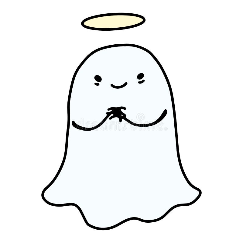 Funny Halloween Ghost Character. Hand Drawn Doodle Ghost Face Emotion