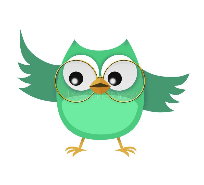 Funny Happy Owl with Glasses Illustration for Your Design Stock