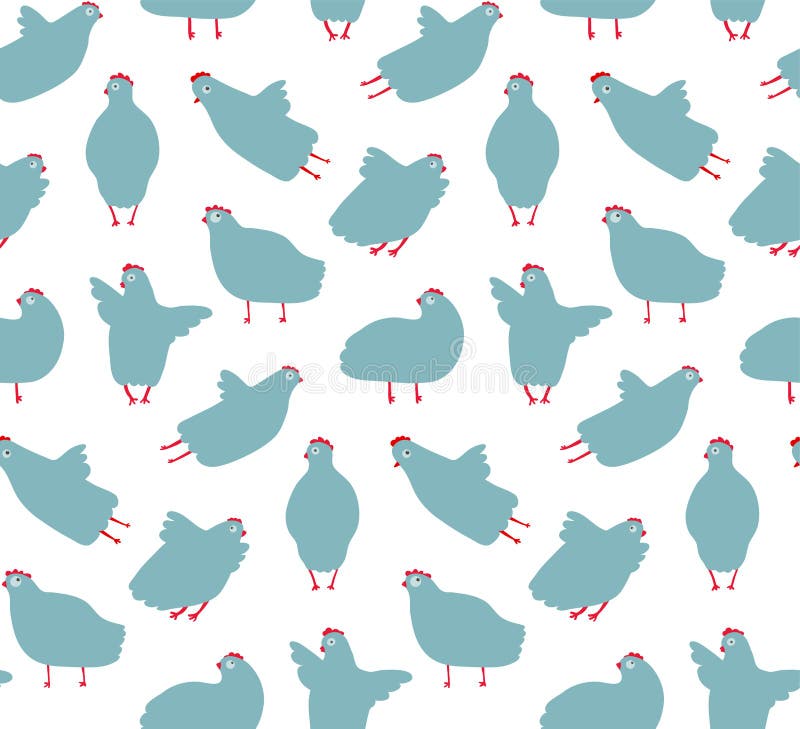 Funny Hen Seamless Pattern Background vector illustration