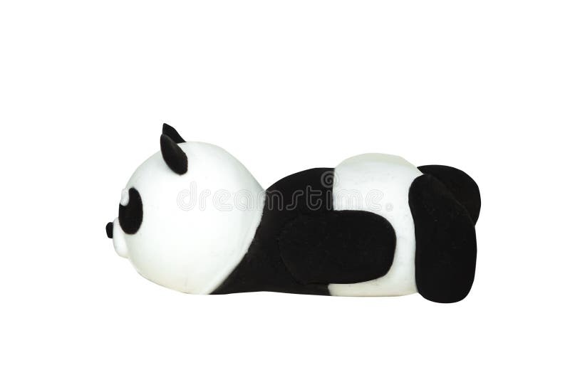 Funny homemade plasticine panda. Isolated on white