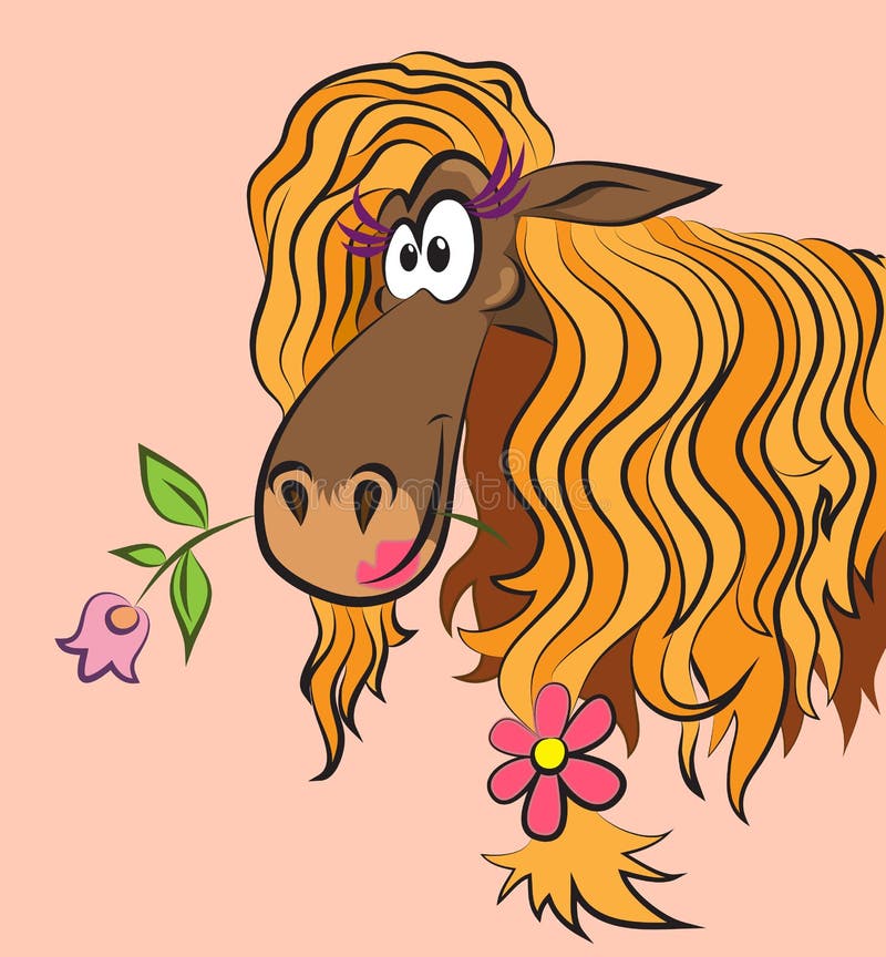 Funny horse with a flower