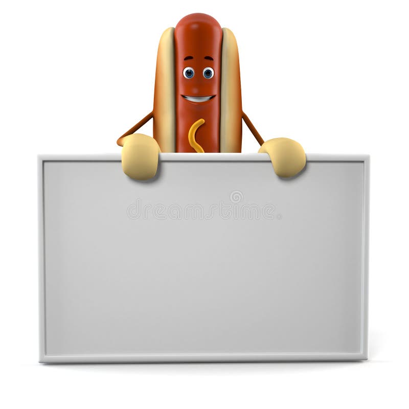 Funny hot dog character stock illustration. Illustration of dinner