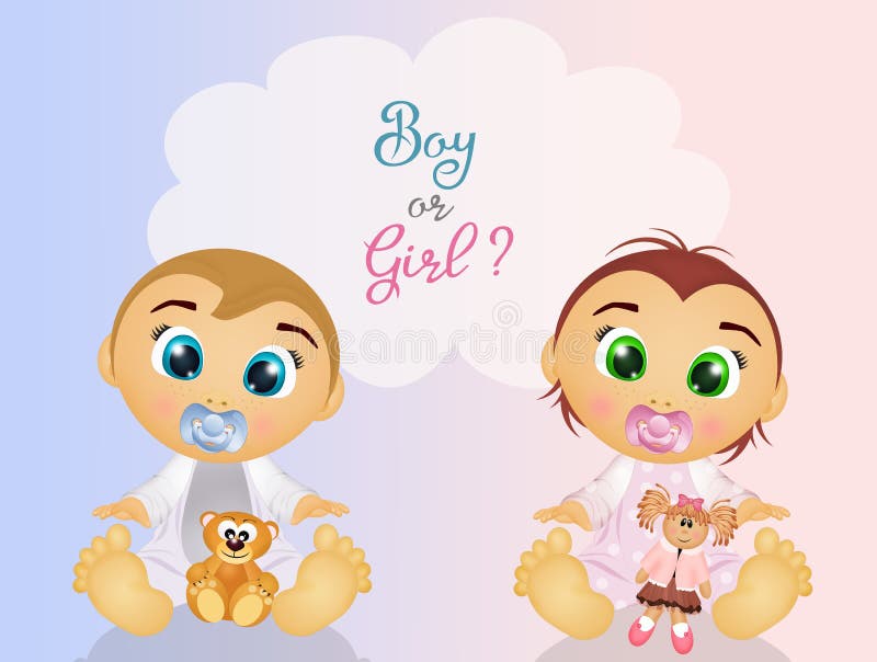 Funny Illustration of Gender Reveal Stock Illustration - Illustration ...