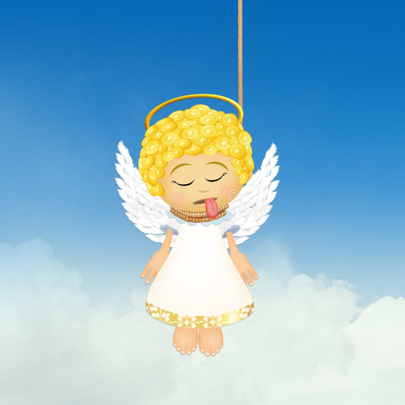 Illustration of hanged angel.