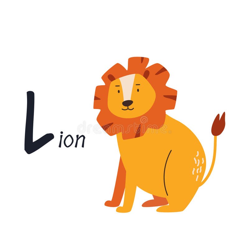Funny image of lion and letter L. Zoo alphabet collection royalty free illustration