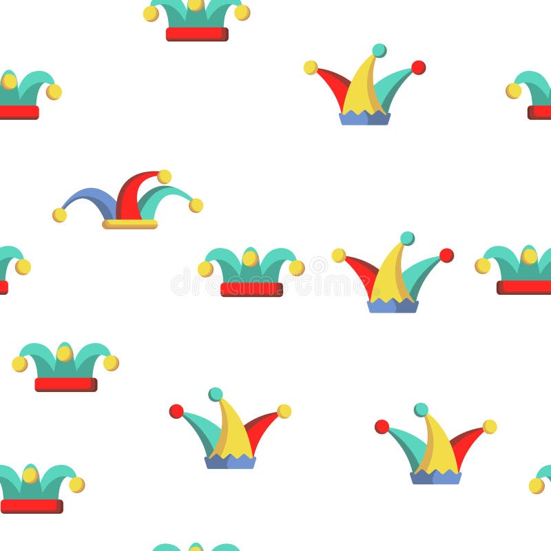 Funny Jester Hat Linear Vector Seamless Pattern stock illustration Funny Jester Hat Linear Vector Seamless Pattern stock illustration