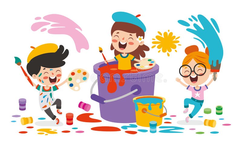 Funny Kid Coloring and Painting Stock Vector - Illustration of craft ...