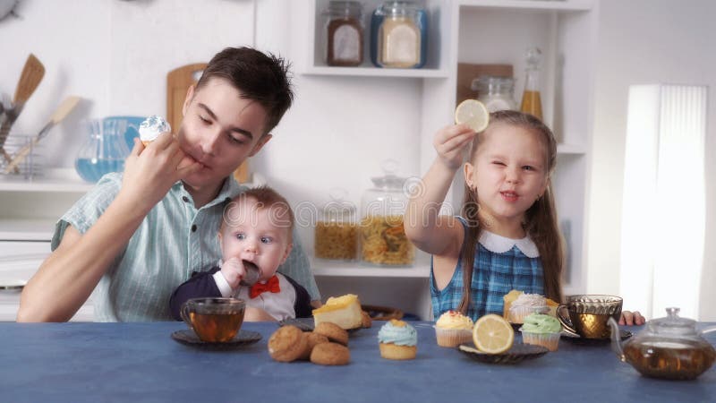 Funny kids eat sweets stock photo. Image of sweet, cafe - 87750840