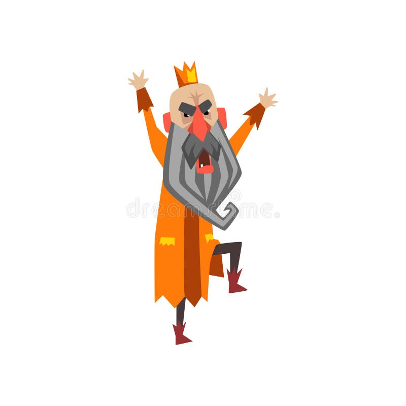 Funny king character shouting, king in rage cartoon vector Illustration royalty free illustration