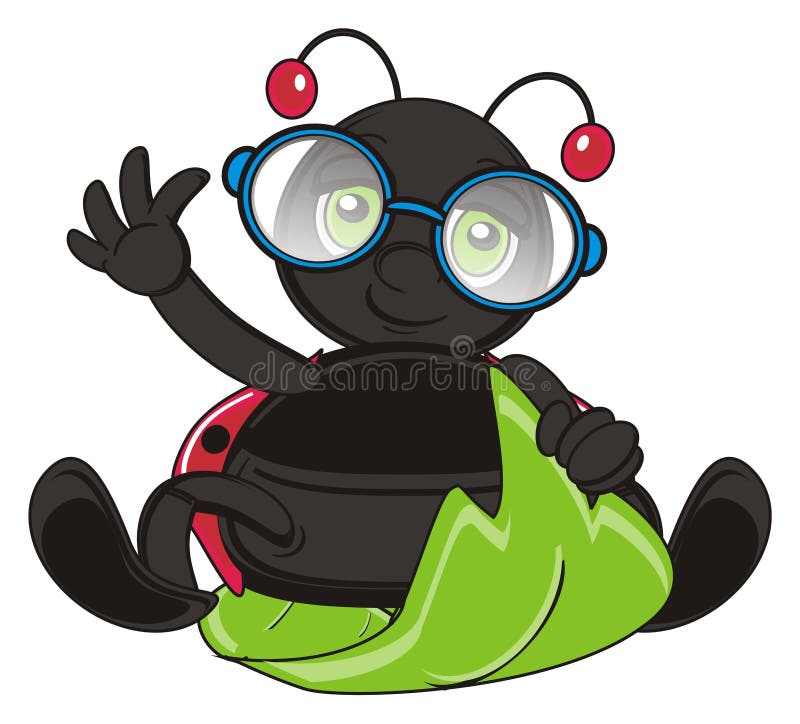 Funny ladybug in glasses stock illustration. Illustration of dots - 77869654