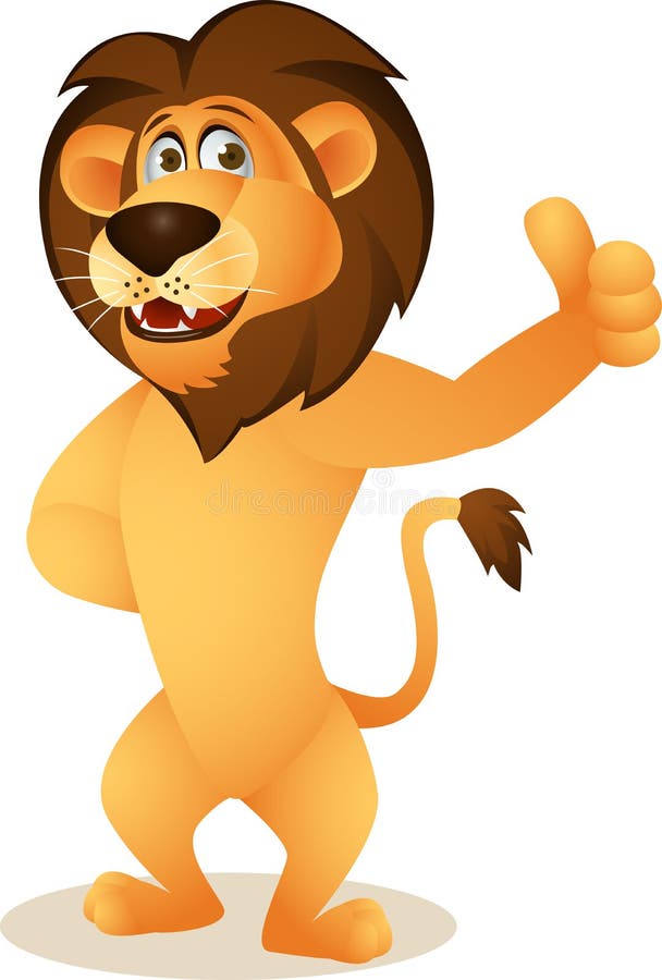 Funny lion cartoon stock vector. Illustration of stand 25127192