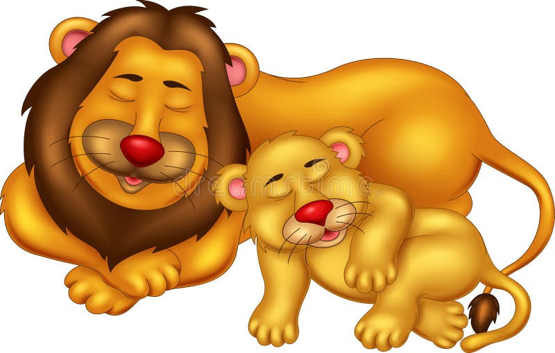 Funny Lion Cartoon Sleeping with Smiling and Enjoy Stock Illustration -  Illustration of laugh, feline: 109967882