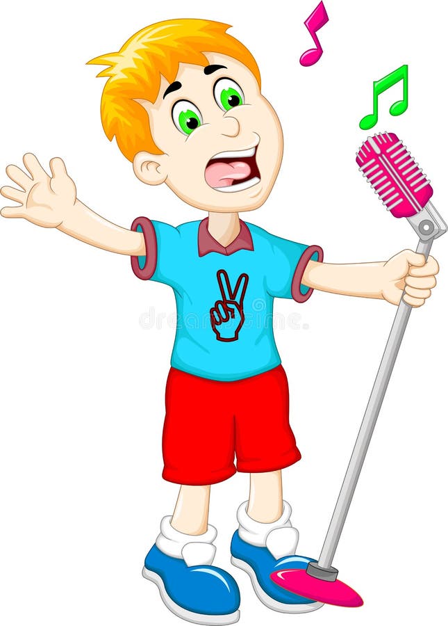 Funny Little Boy Cartoon Singing Stock Illustration Illustration of