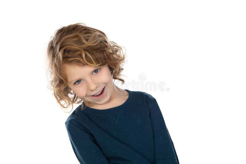 Funny Little Boy with Long Hair Stock Photo - Image of little, model:  182008932