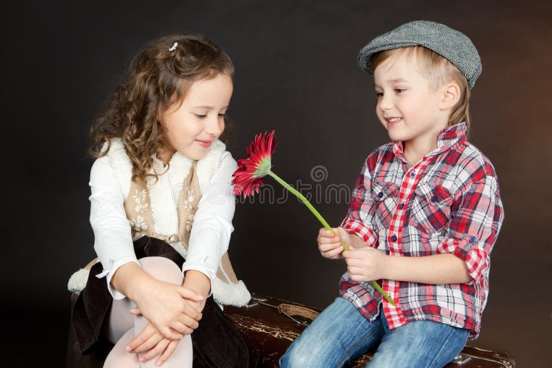Funny Little Couple in Love Stock Image - Image of love, baby: 28496657
